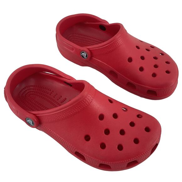 CROCS Shoes - Red Synthetic Casual Shoes Crocs Women's Clogs Size 9 Preowned